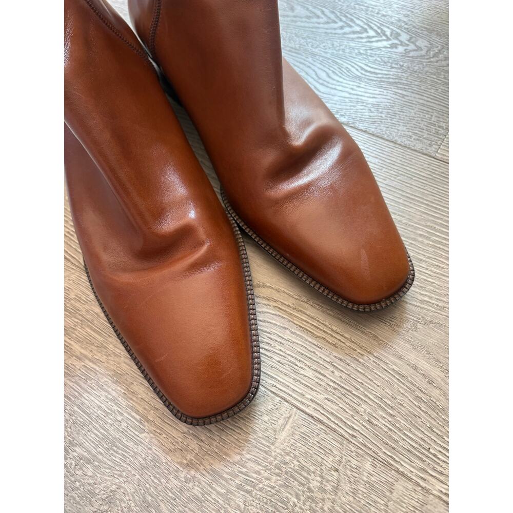 ✨2/$30✨Talbot's Leather Square Toe Ankle Boots Size 11 Cognac Brown Western - Picture 8 of 11